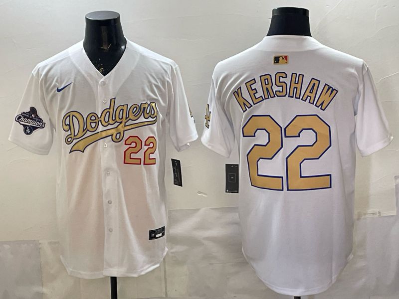 Men Los Angeles Dodgers #22 Kershaw White Gold 2026 Nike Game MLB Jersey 0081